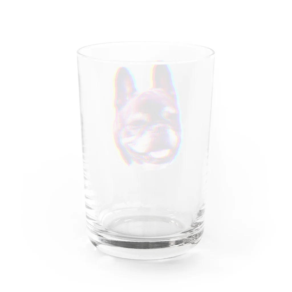 愛犬のドッグフード代を稼ぐTシャツ屋さんのにっこりマメ(レインボー) Water Glass :back