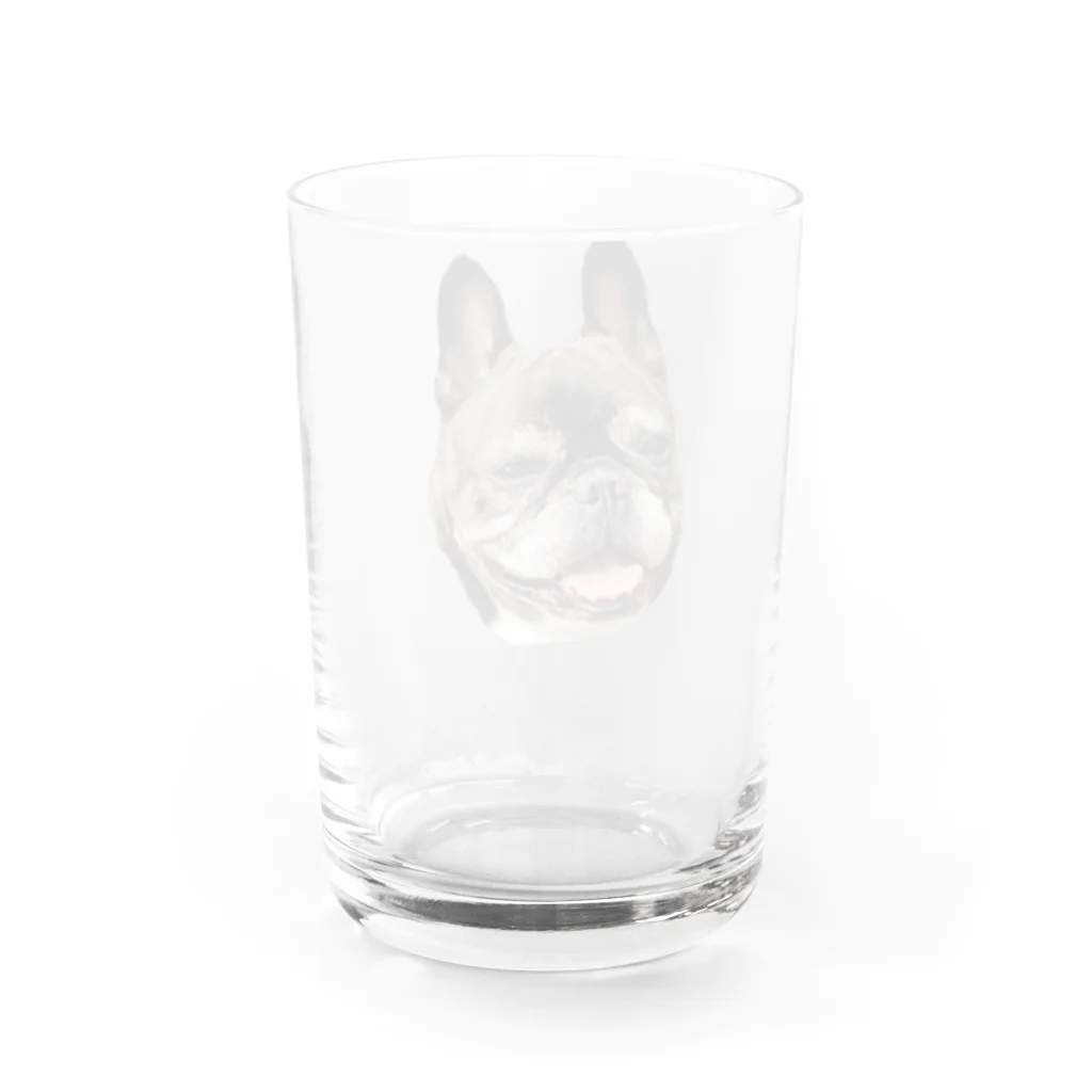 愛犬のドッグフード代を稼ぐTシャツ屋さんのにっこり犬マメ(リアル) Water Glass :back