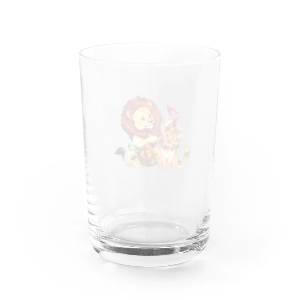 ＊えいぷりる どぎぃ工房＊の親子ライオン Water Glass :back