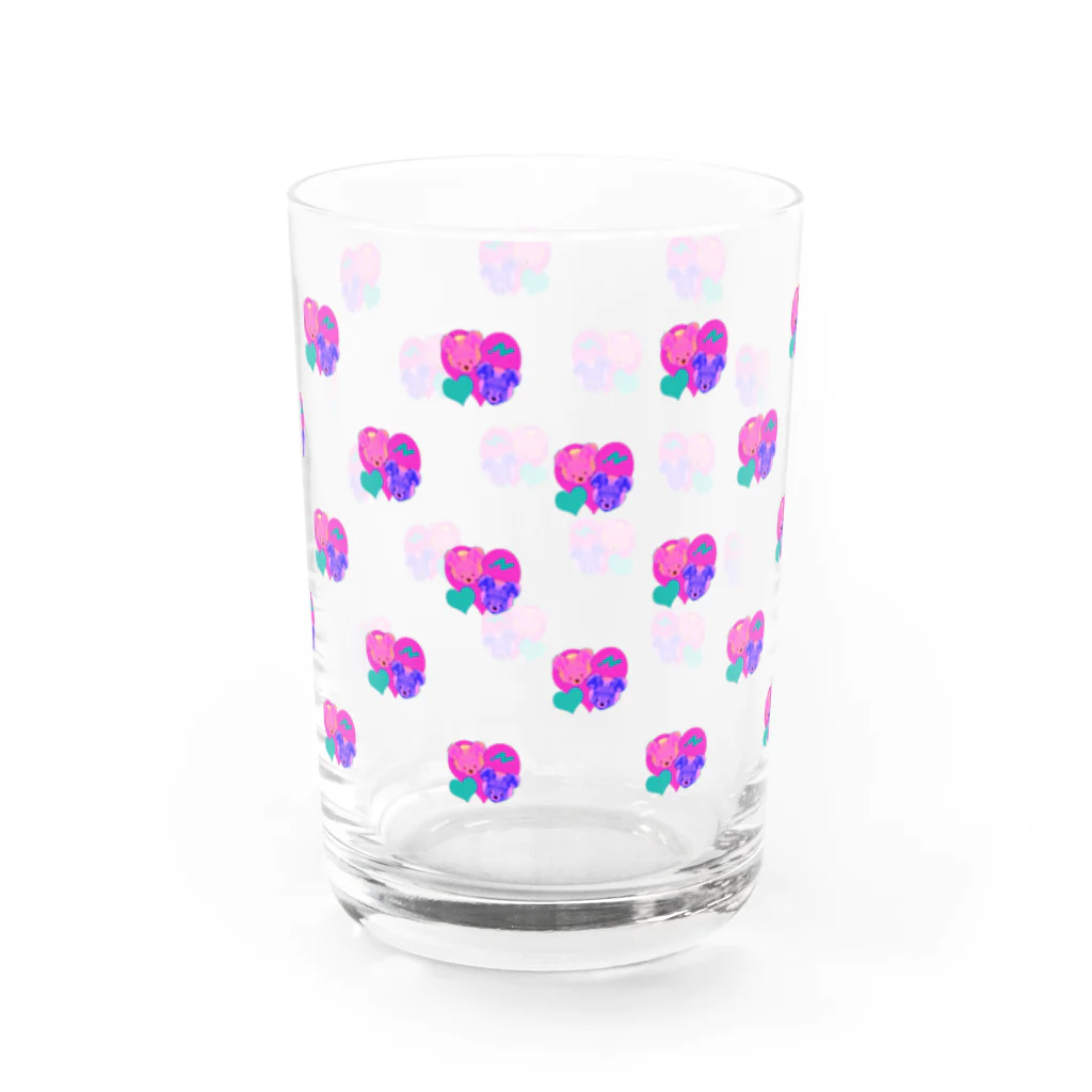 よく学べ、よくあそべ、すけべ。ver.SUZURIのすけべあちゃんカップル総柄グラス Water Glass :back