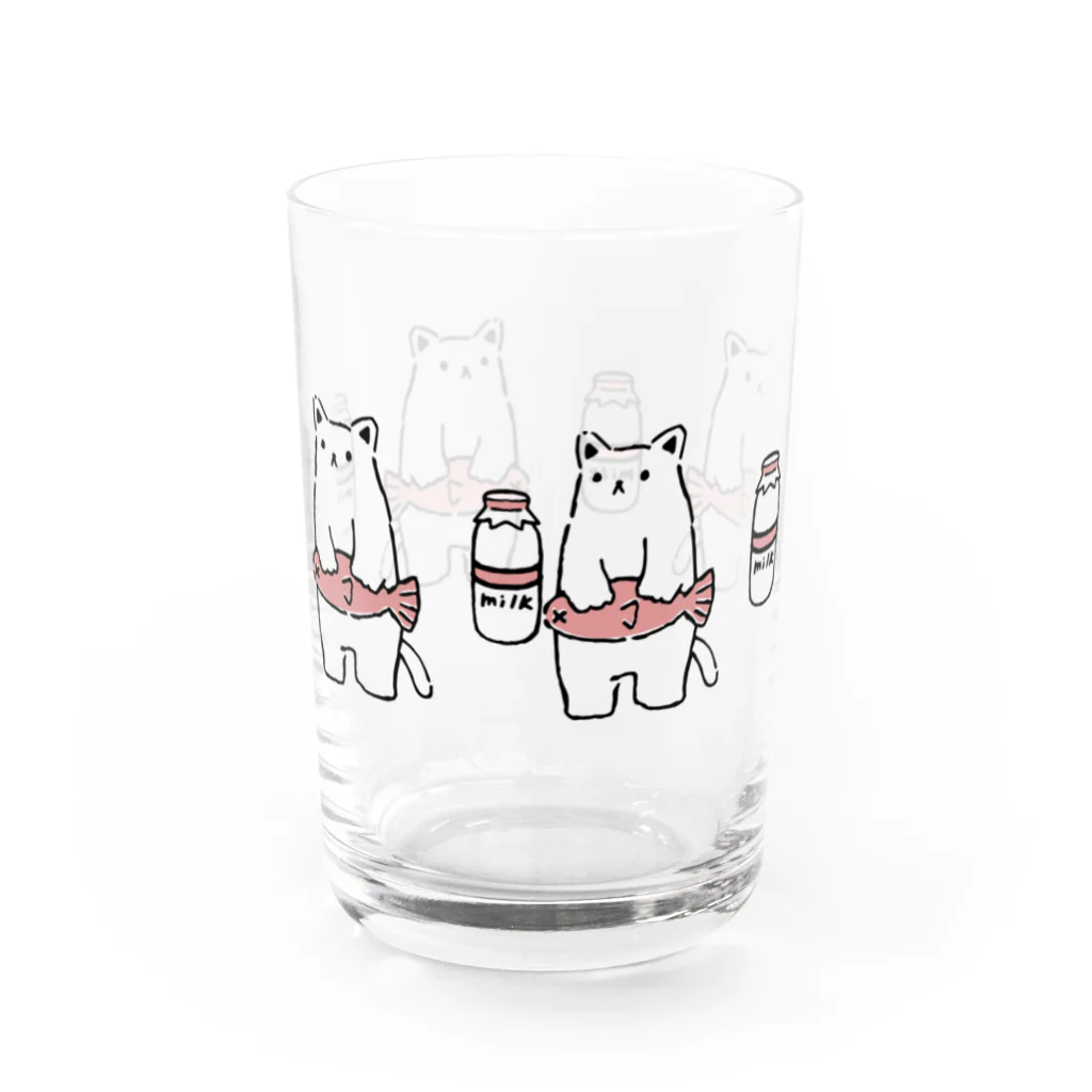 美味しいペンギンのしろねこミルクグラス Water Glass :back