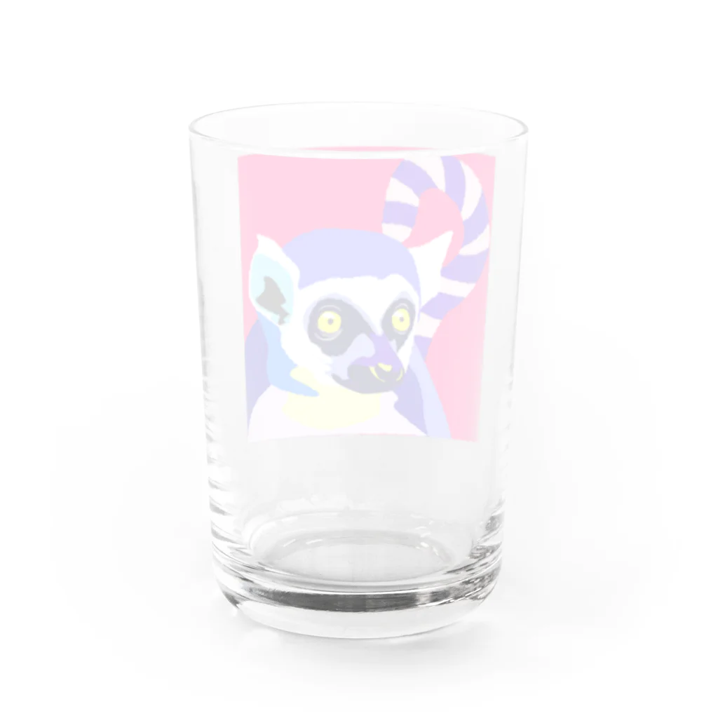 おさるのお店のワオキツネザル　ビビットver Water Glass :back