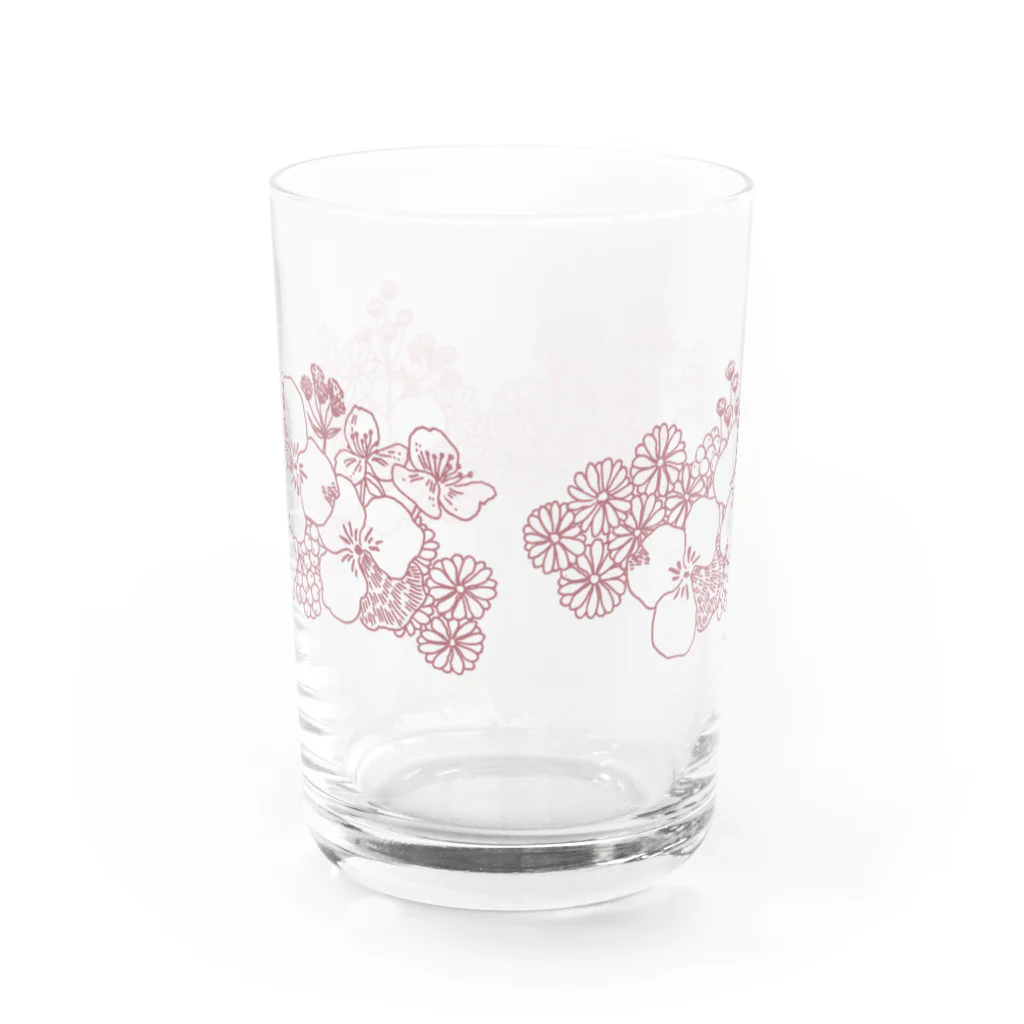 momokoharadaのピンクべージュのボタニカルコップ グラス反対面