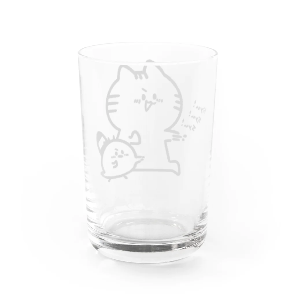 こめひとつぶ。のゆるねこさんとひよこさん。 Water Glass :back