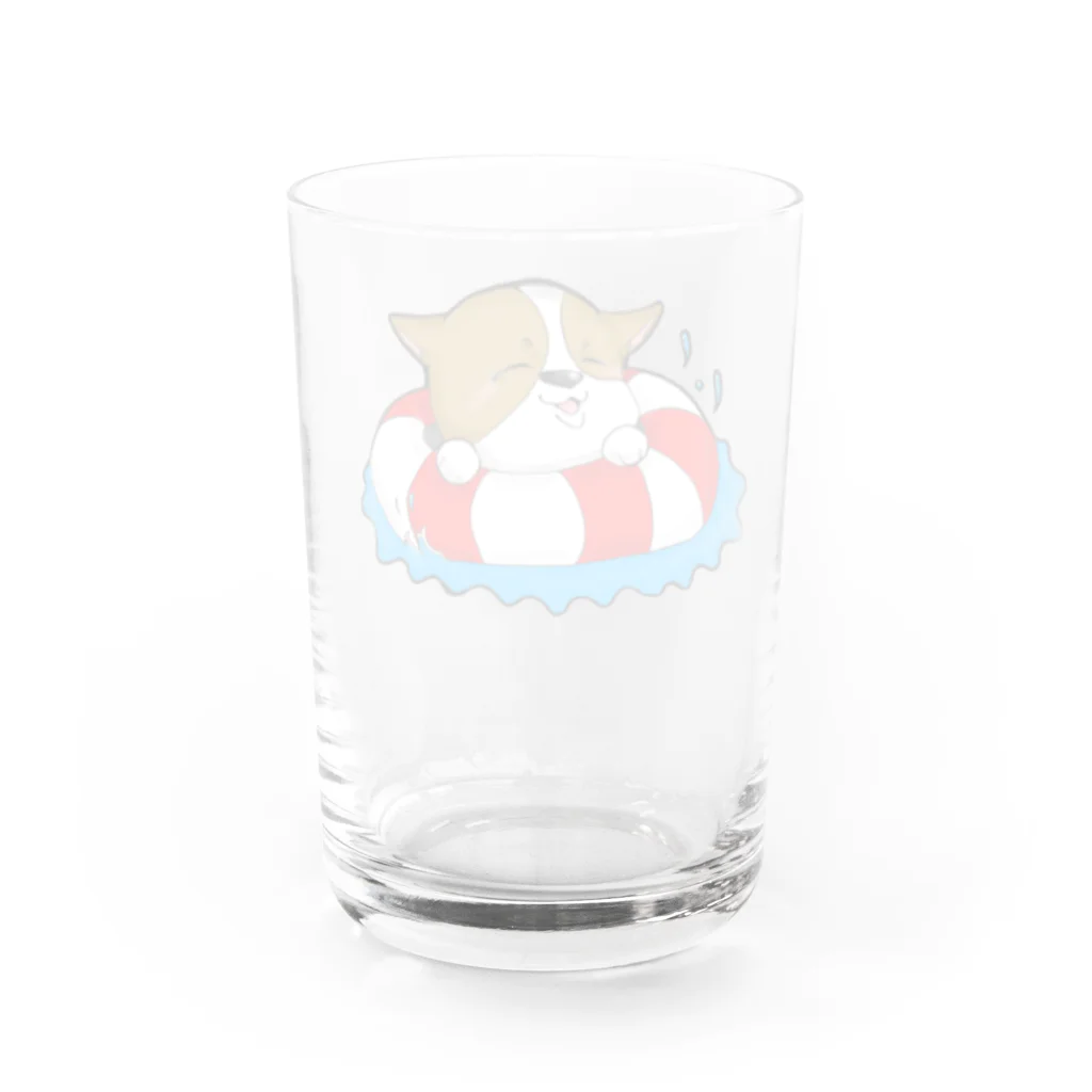 滝さんちの6コギ(コーギー)のプカプカ浮かぶ空(くう) Water Glass :back