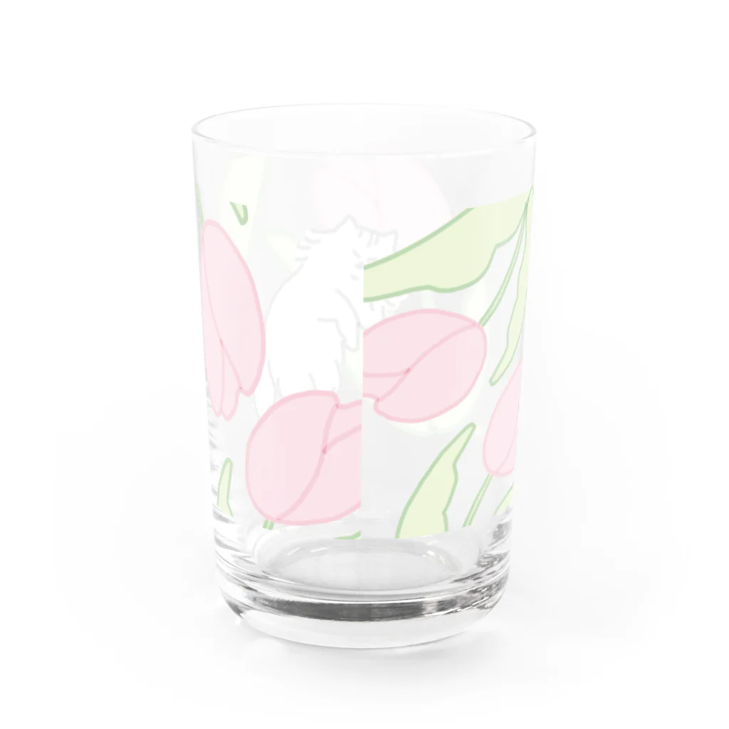 nascos.のピンクのチューリップ Water Glass :back