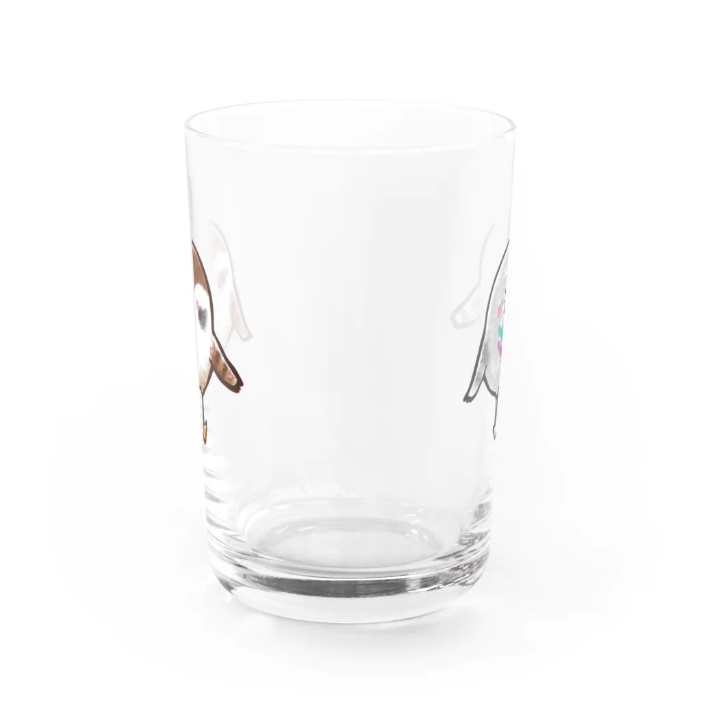 はむたぬぅのぽっぽさんとちゅんた Water Glass :back