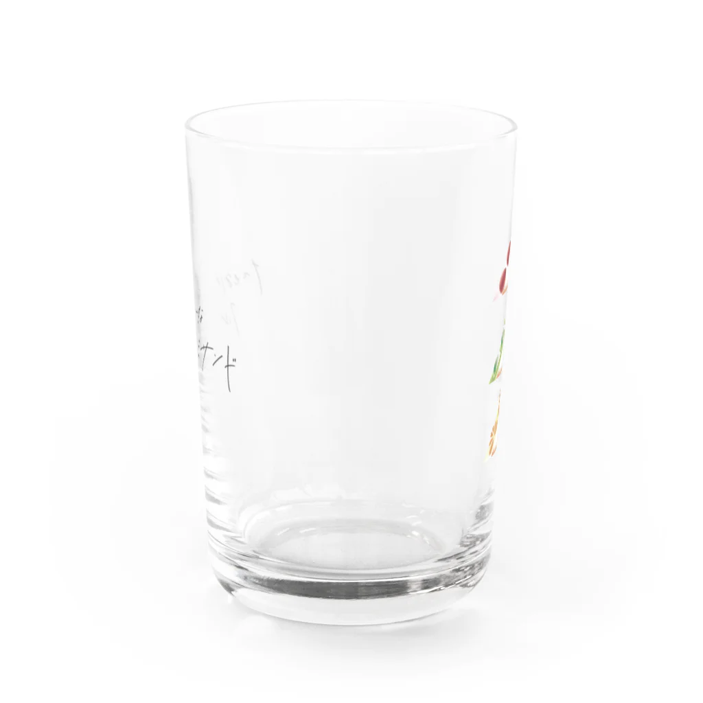 にしむー食堂の雑貨屋さんの春のフルサンセット(文字といっしょ） Water Glass :back