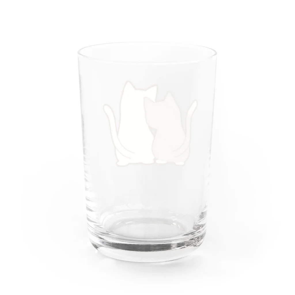 かわいいもののおみせ　いそぎんちゃくの仲良し猫の背中　灰白&白 Water Glass :back