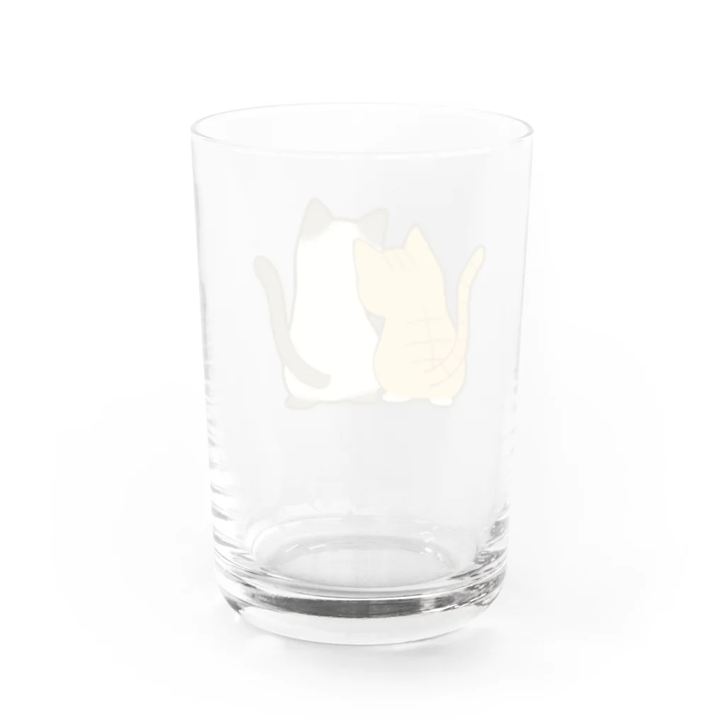 かわいいもののおみせ　いそぎんちゃくの仲良し猫の背中　茶白&ポインテッド Water Glass :back