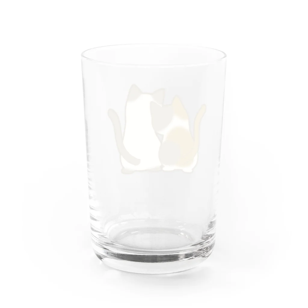 かわいいもののおみせ　いそぎんちゃくの仲良し猫の背中　三毛&ポインテッド Water Glass :back