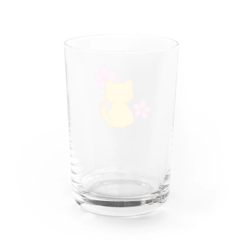 豆大福屋のぽっちゃりオレンジ桜ねこ Water Glass :back