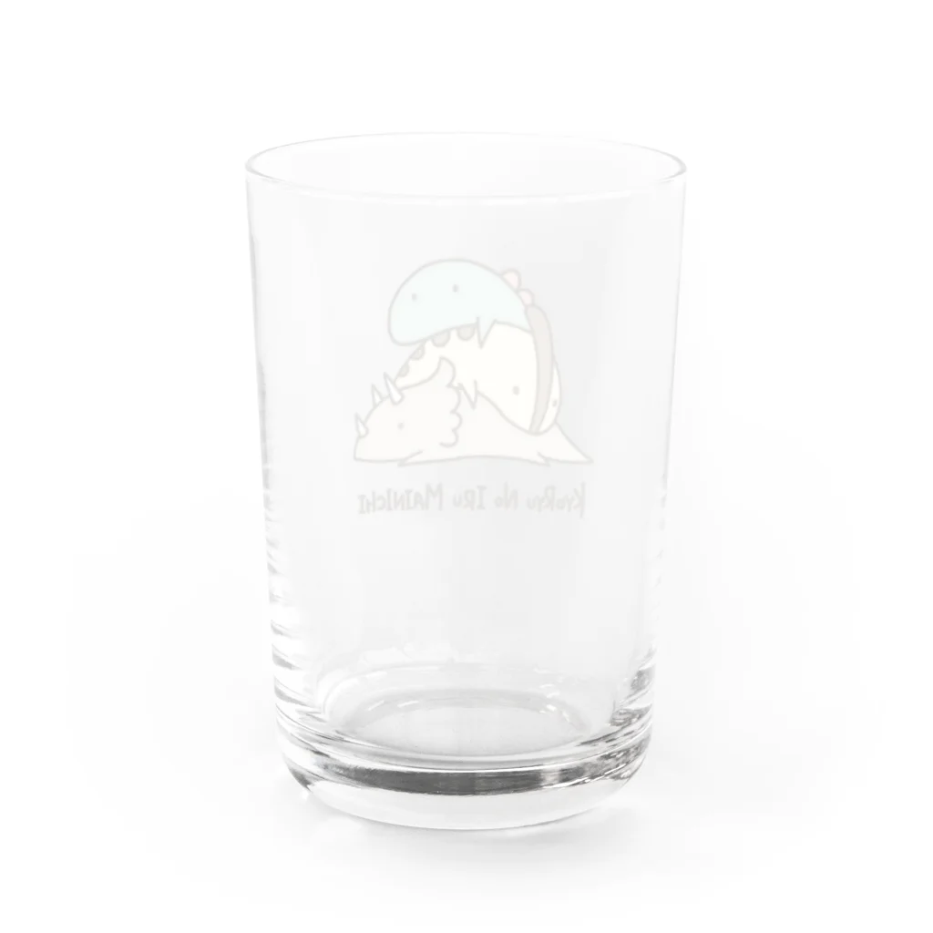 K.Sasara 公式キャラクターショップの恐竜のいる毎日（おつかれさま） Water Glass :back