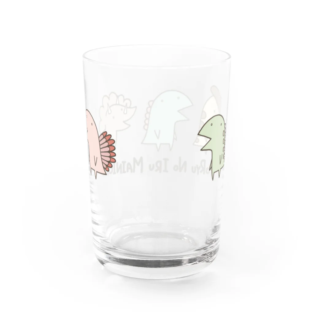 K.Sasara 公式キャラクターショップの恐竜のいる毎日（並ぶ） Water Glass :back