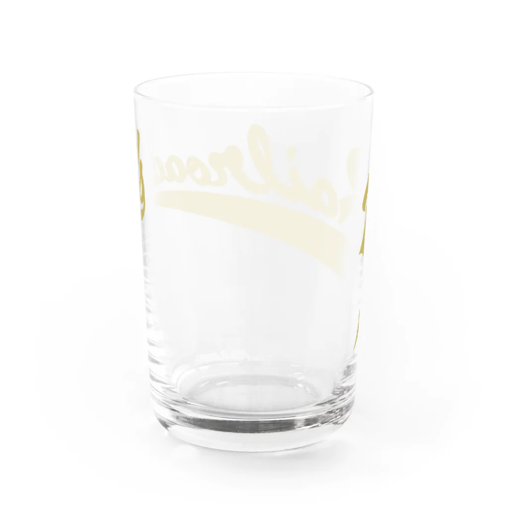 PoooompadoooourのRailroadsロゴタイプ　きいろ Water Glass :back