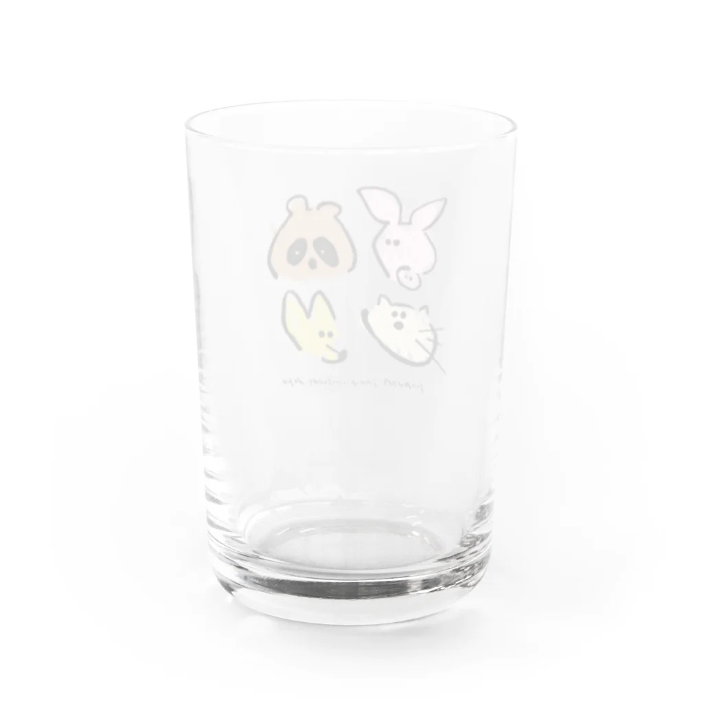 にぎやかな筆圧のこぶた・たぬき・きつね・ねこ Water Glass :back