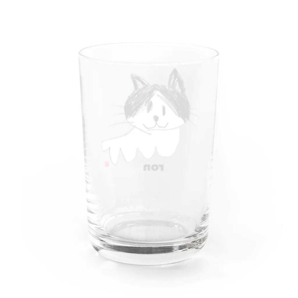 わらしな山猫堂のロン猫クレヨンイラストS Water Glass :back