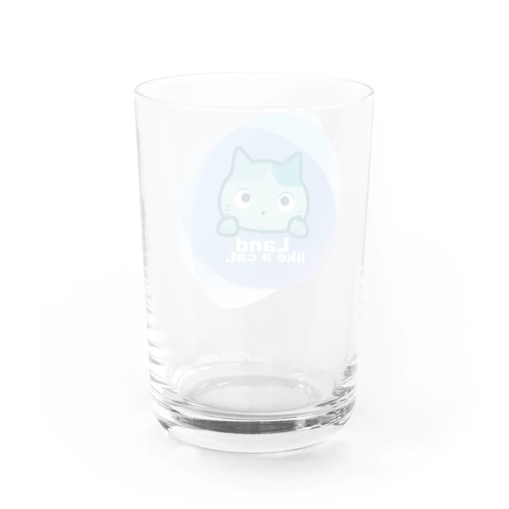 夙川育ち＠ネットショップのLand like a cat blue　〜　夙川育ち Water Glass :back