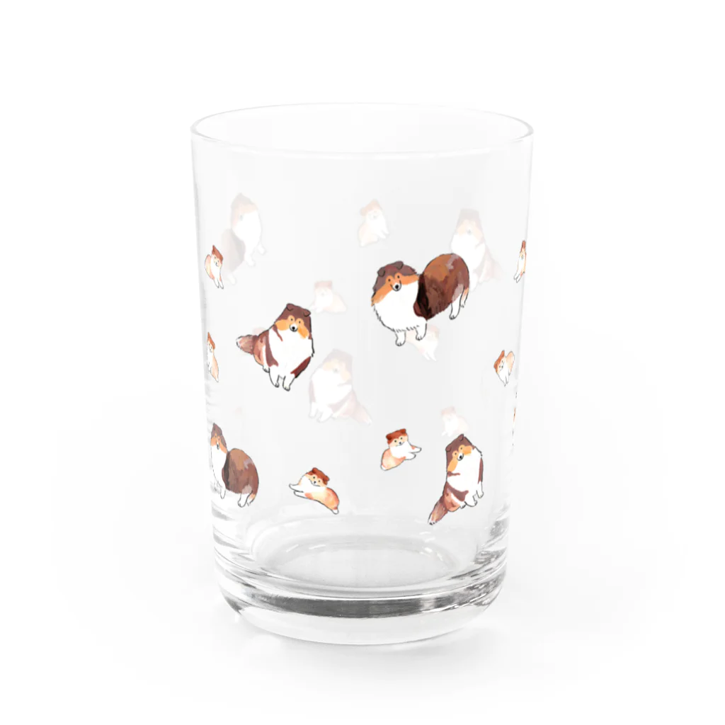 ずっこ（zucco.)のシェルティのおやこ Water Glass :back