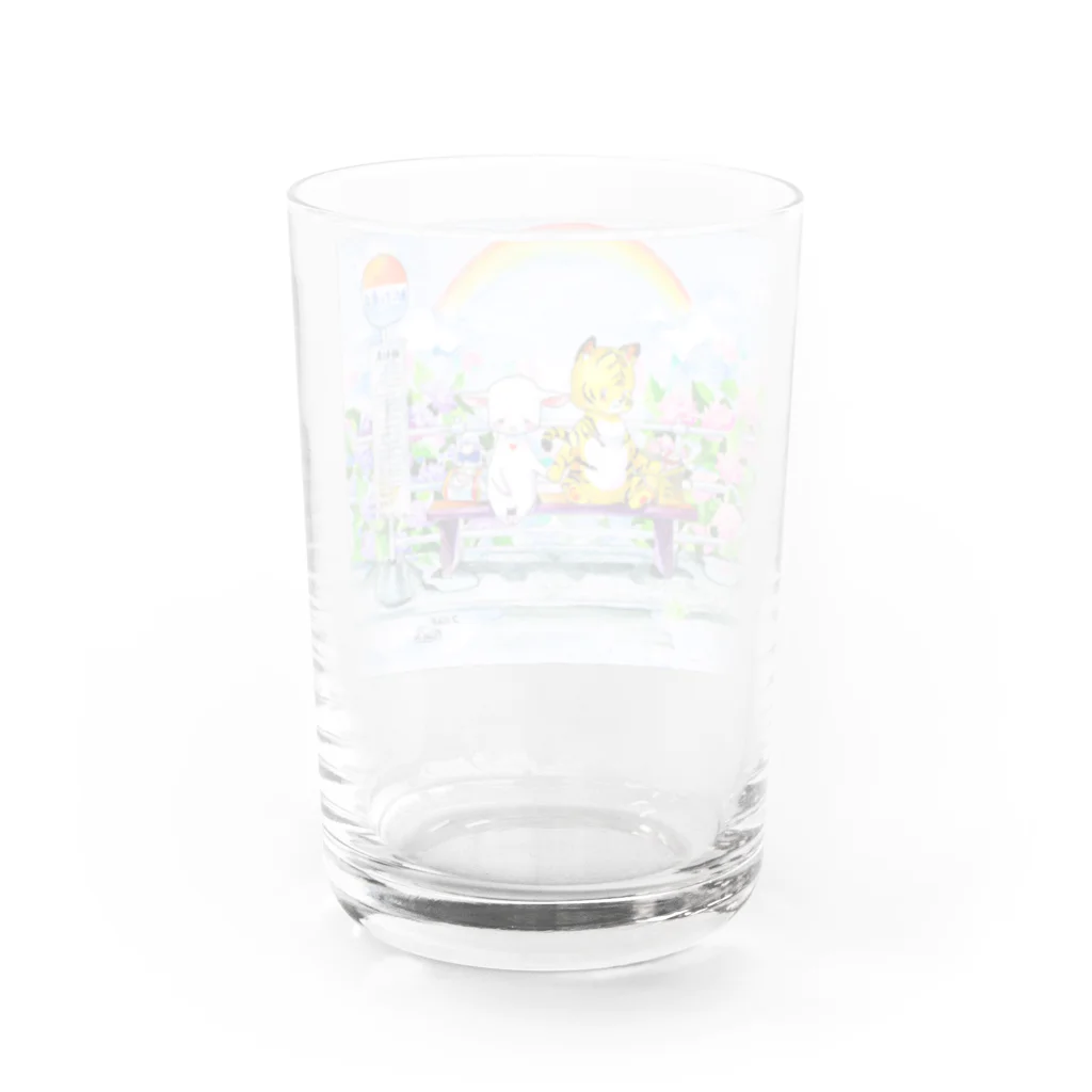 水彩イラストグッズのあじさいのバス停 Water Glass :back