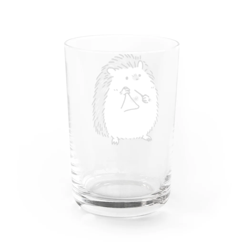 ハリネズミと楽器のハリネズミとトライアングル　モノクロ Water Glass :back