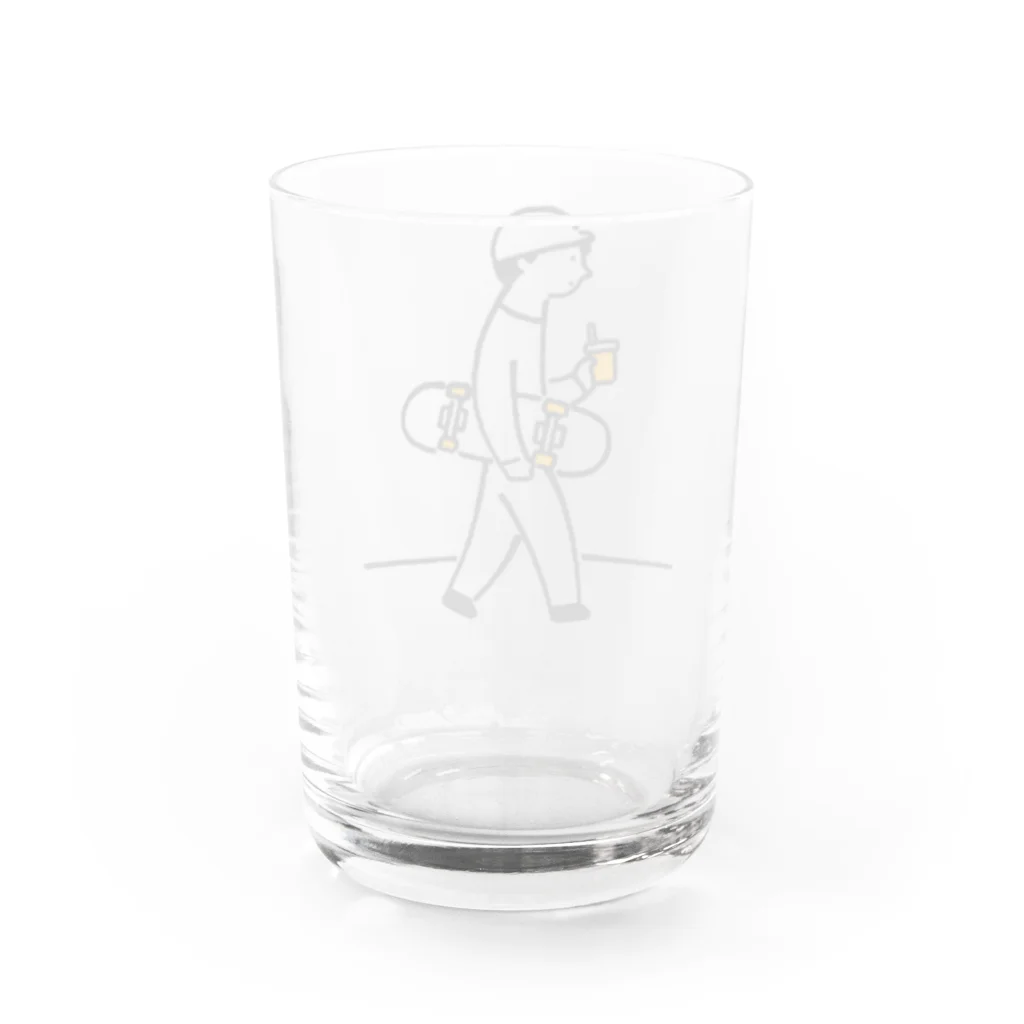 山本啓太さんのSUZURIショップのスケボーくんのグラス Water Glass :back