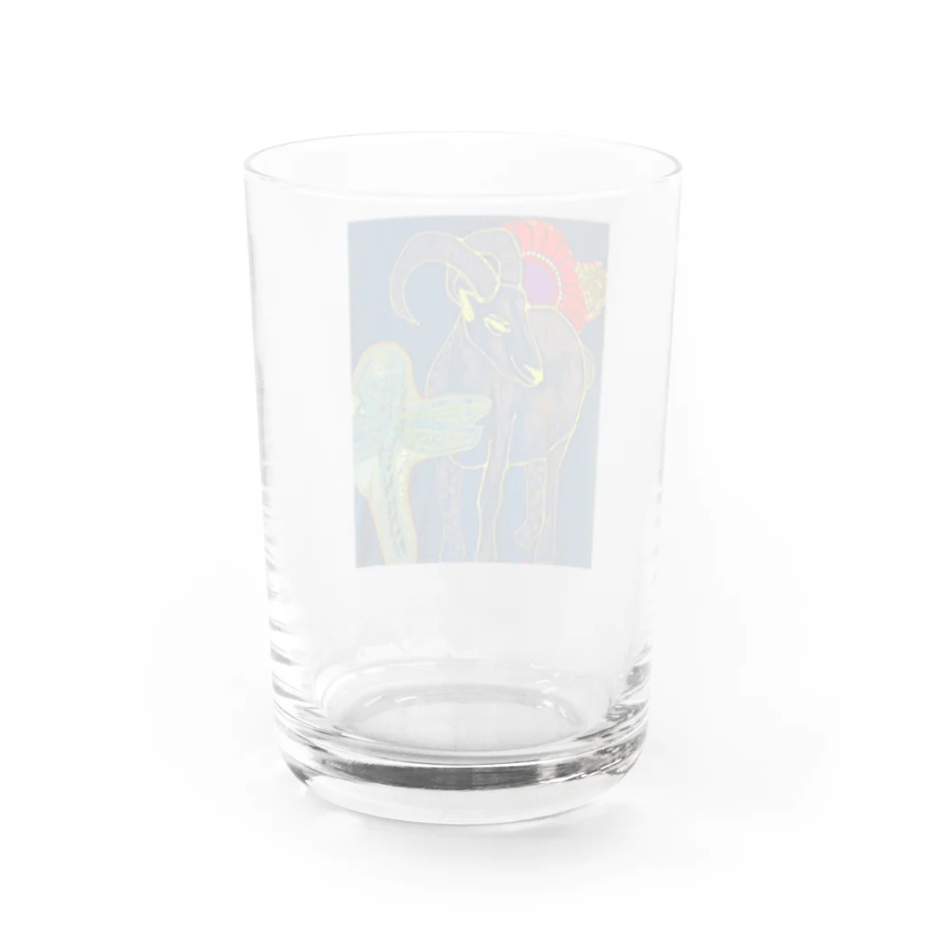 suzuejyaのヤギとトンボ Water Glass :back