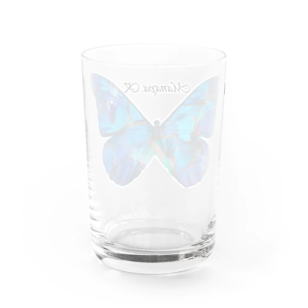 かみじ まなやのめいいっぱいばたふらい Water Glass :back