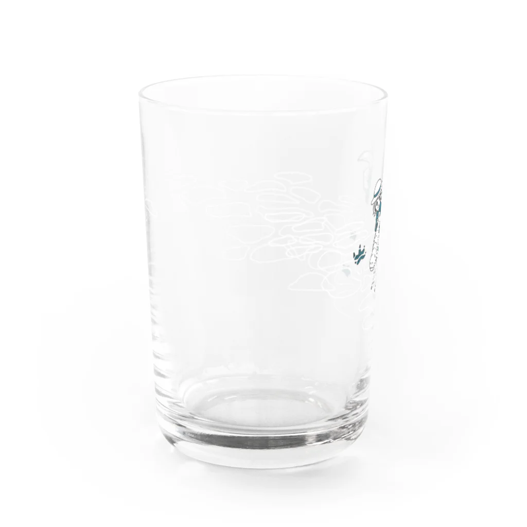ウタタネギ仮 SHOPのワニと海水浴・青 Water Glass :back