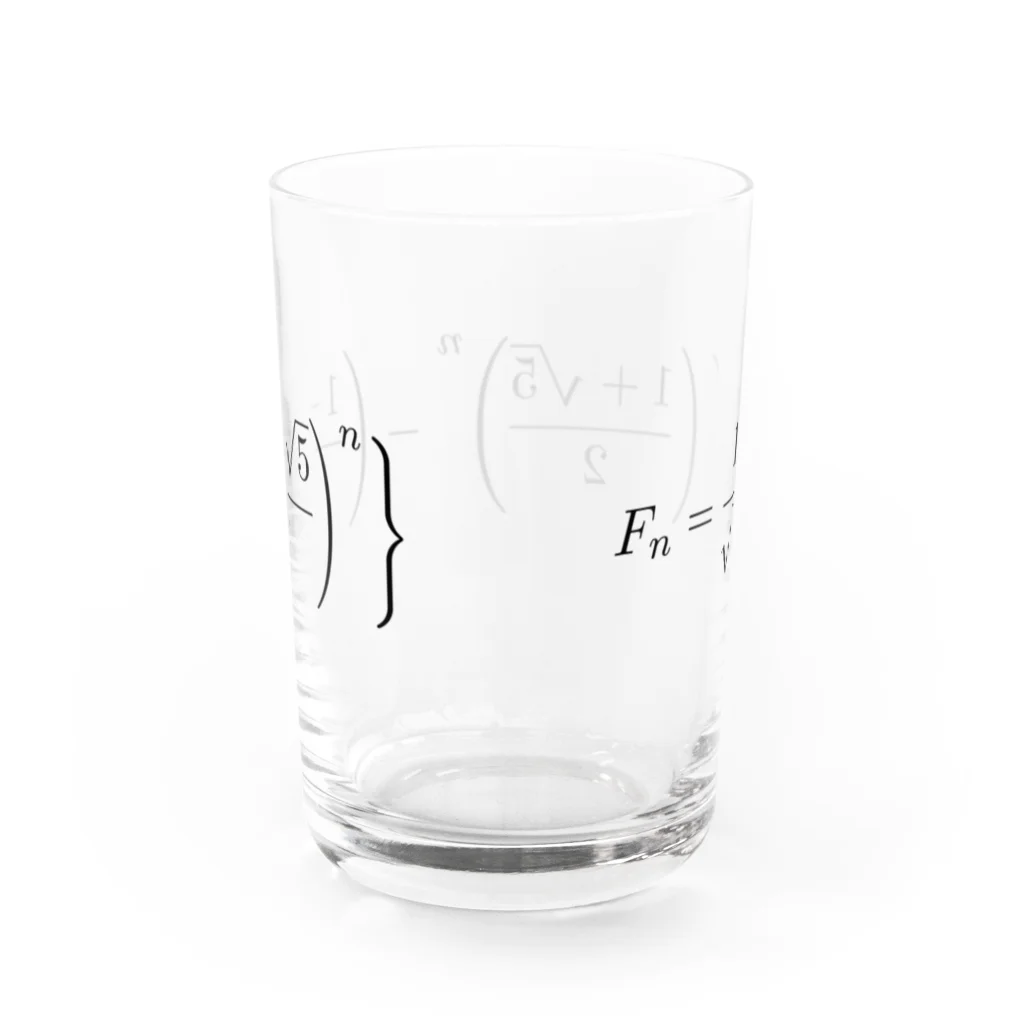 いちご亭のTeX風　フィボナッチ数列一般項 グラス反対面