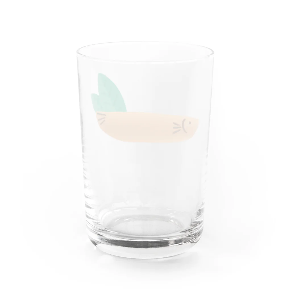 のびネコとおさかなのお店の若あゆ一匹 Water Glass :back