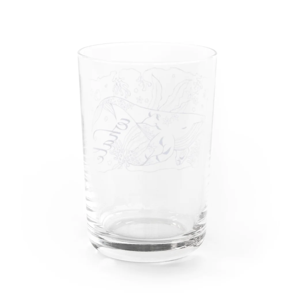 凩 灯のねむり鯨(線画) Water Glass :back