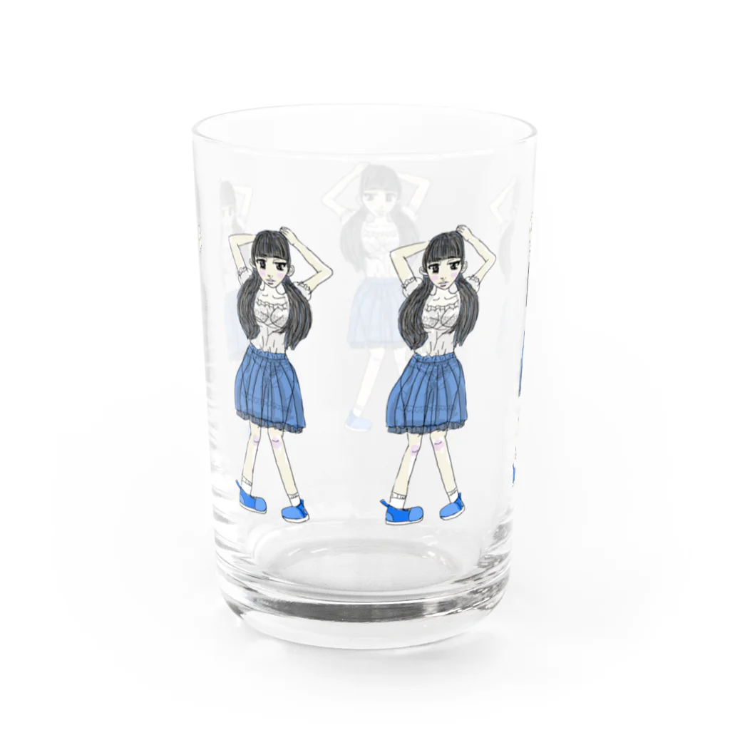 satiexitのブルーな女の子 Water Glass :back