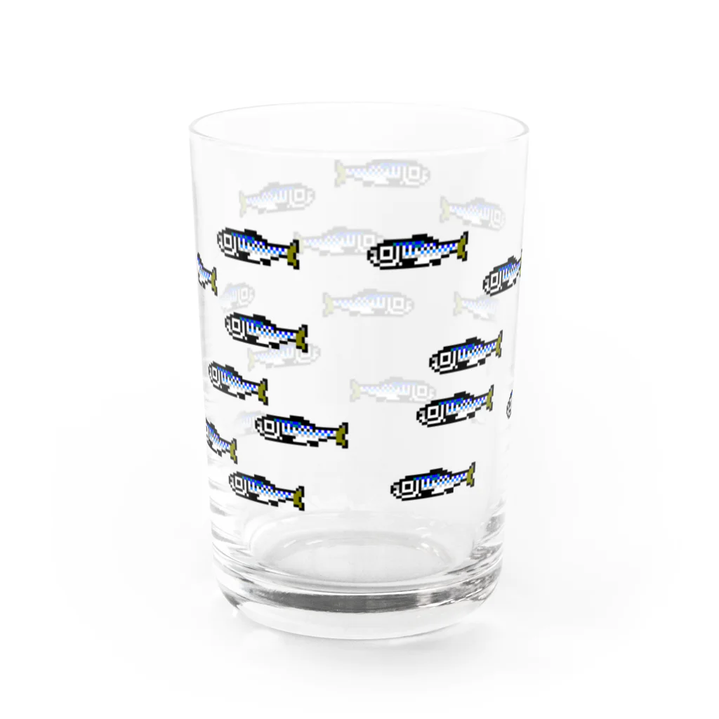 onigiri-loveloveのドット絵のイワシ群 Water Glass :back