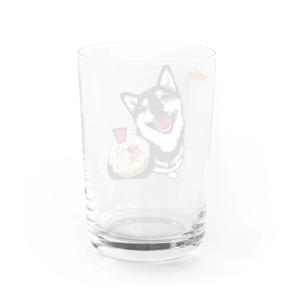 初おばぁばのうちのわんこchanシリーズ　ケーキと笑顔　黒柴 Water Glass :back