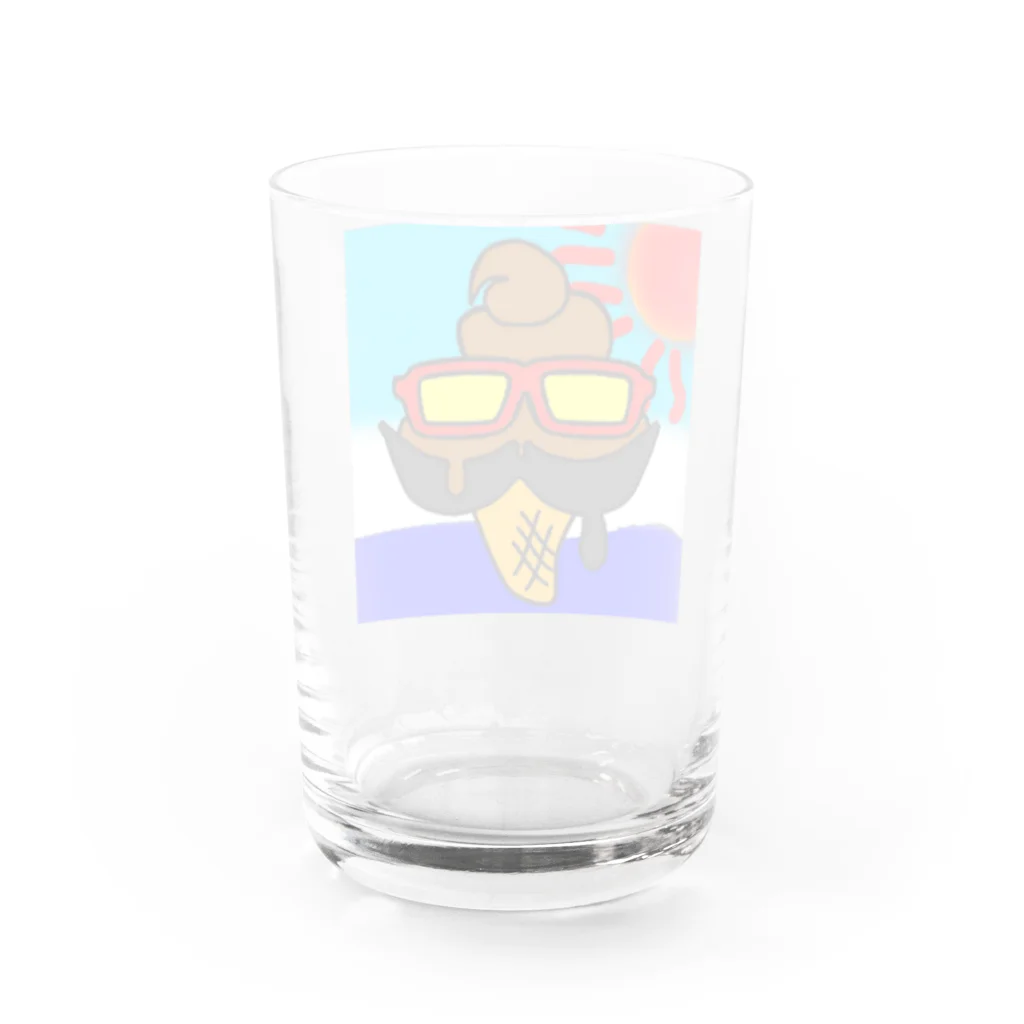 KATSU工房のヒゲメガネソフトくん　チョコ味 Water Glass :back