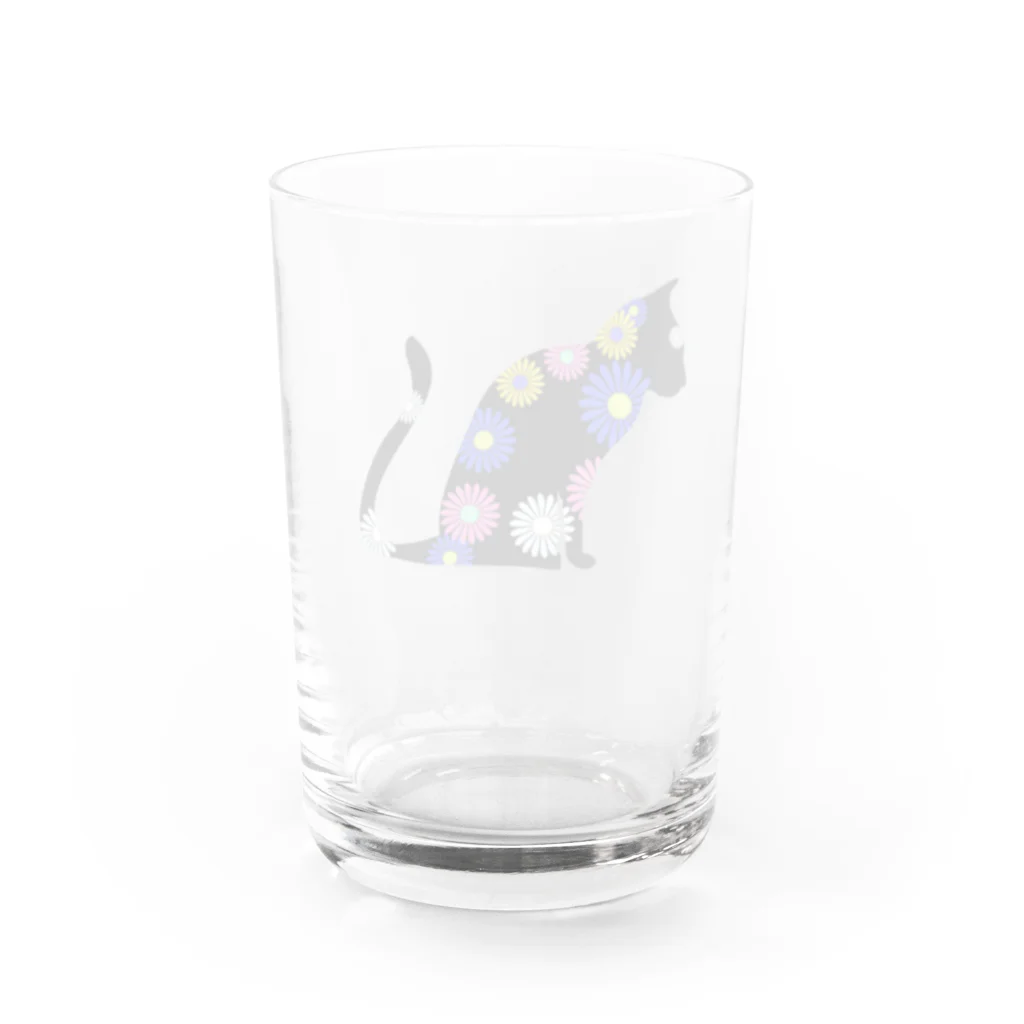 chicodeza by suzuriの花柄シルエット猫 Water Glass :back