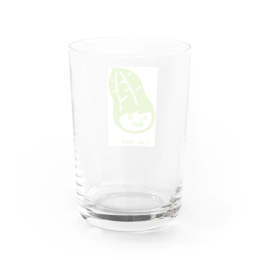 ジャスタキッチンのニヤッとピーナツ娘（黄緑） Water Glass :back