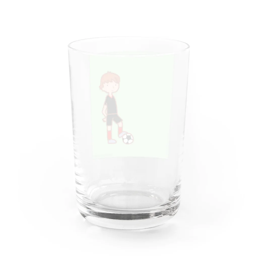 cumincuminのサッカー少年黒ユニフォーム Water Glass :back