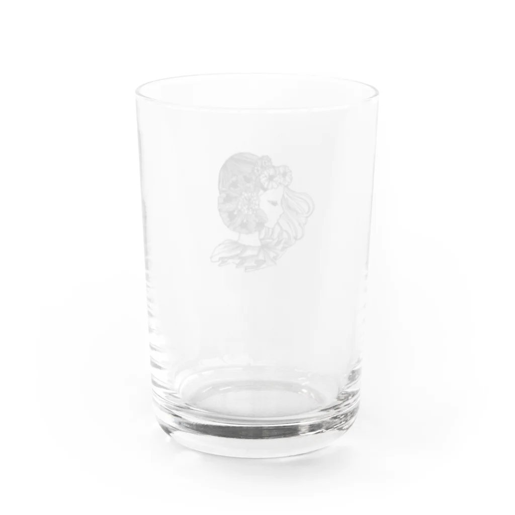 Mochi Miの花と横向きの女の子 Water Glass :back