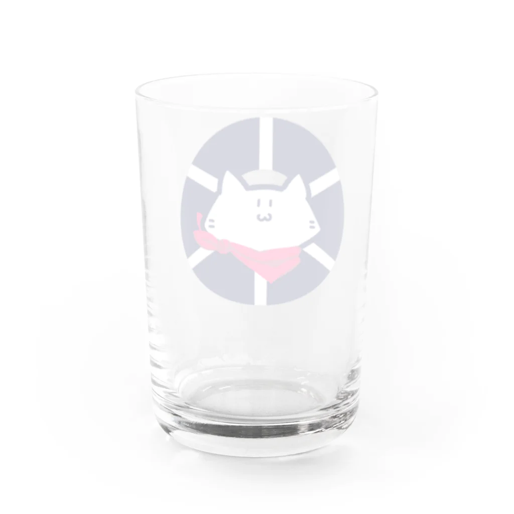 のびネコとおさかなのお店のマリン柄ネコ 浮き輪 Water Glass :back