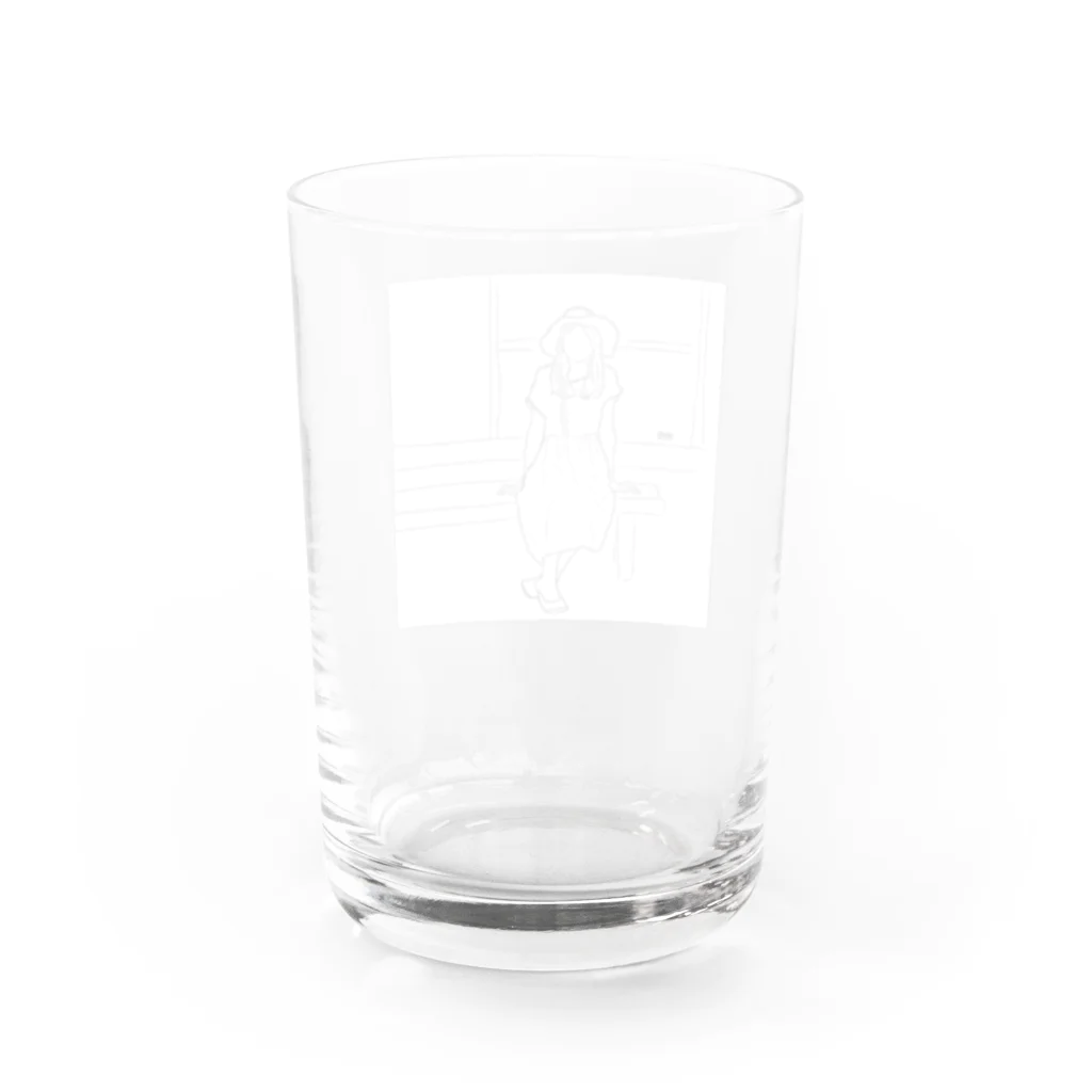 ほのかの縁側の麦わらガール Water Glass :back