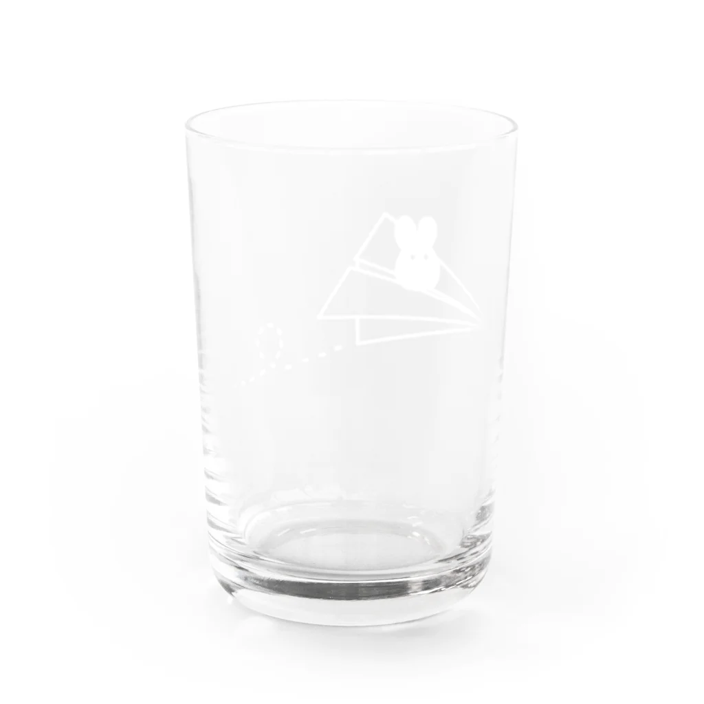 0izumizumide0の紙飛行機とうさぎ Water Glass :back