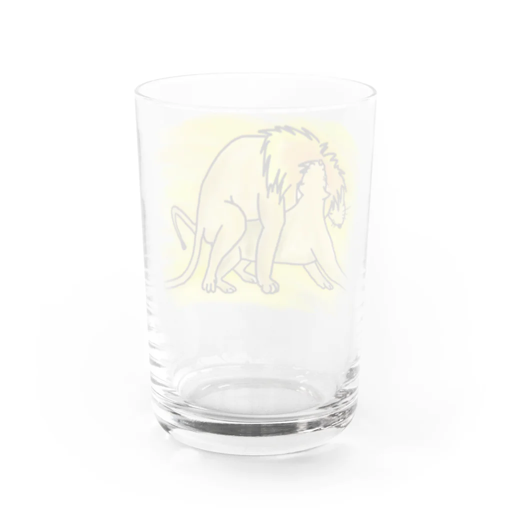依乃王里【生き物交尾シリーズグッズ】のLove・ライオン背面デザイン白色バージョン Water Glass :back