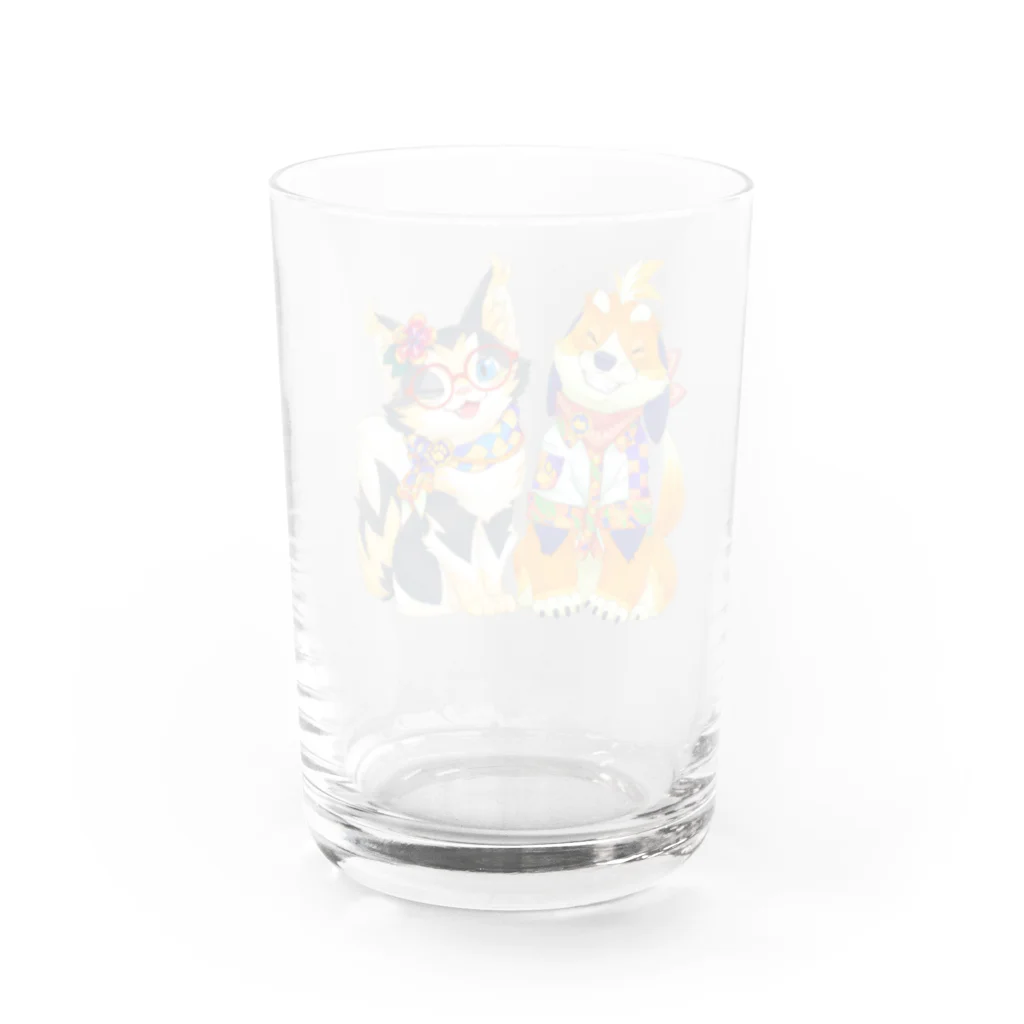 まーくん🐕ちーやん🐈のまーくんちーやんサマー Water Glass :back