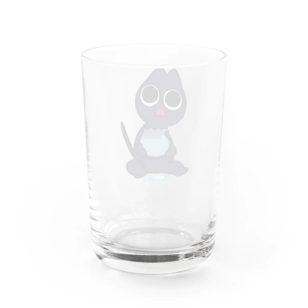 ムイムイクソジャンボのお食事した黒猫 Water Glass :back