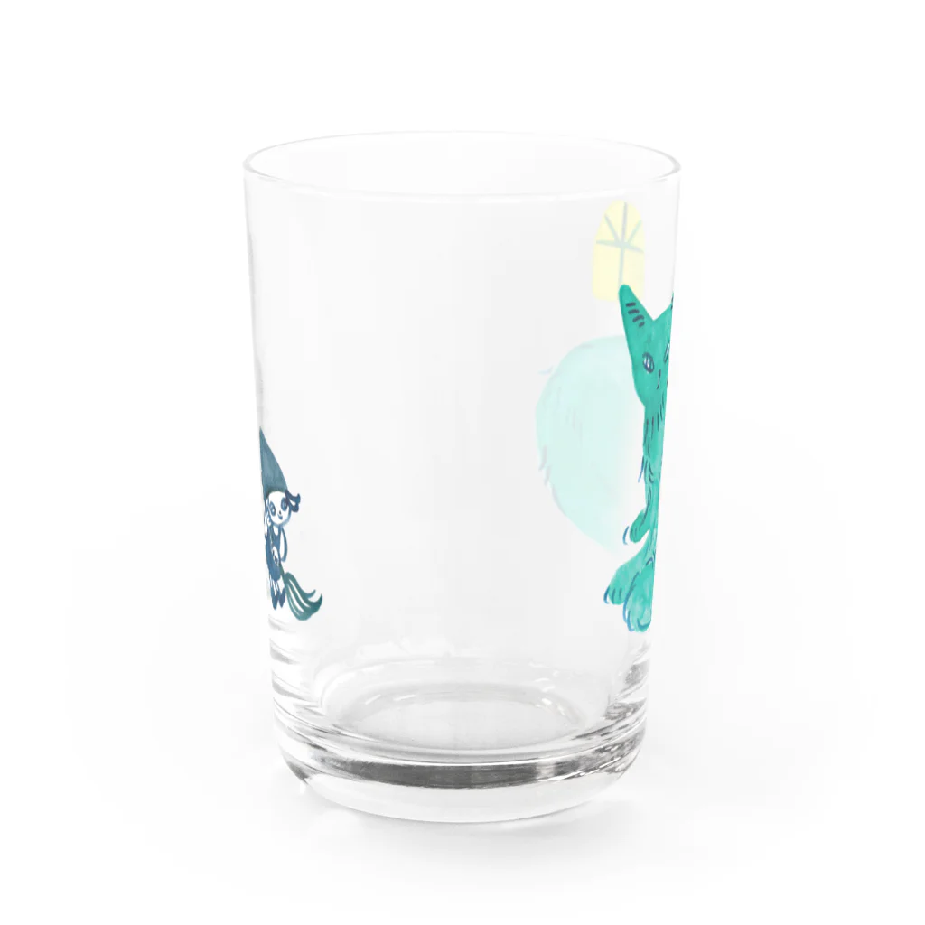 たんじあきこのあおみどりねこ Water Glass :back