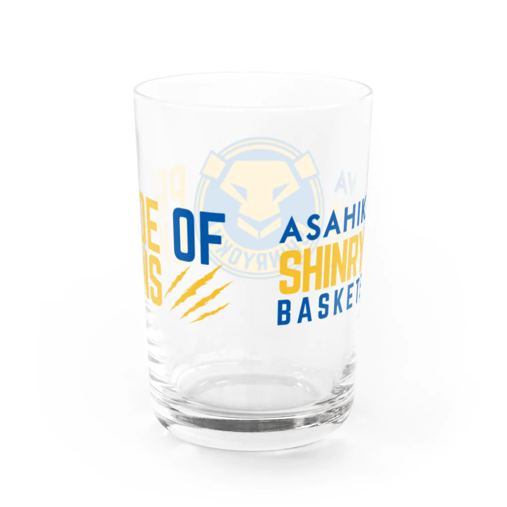 新波 歩/ARSWALKERの新緑バスケ部ロゴグラス<BLUE・YELLOW> Water Glass :back