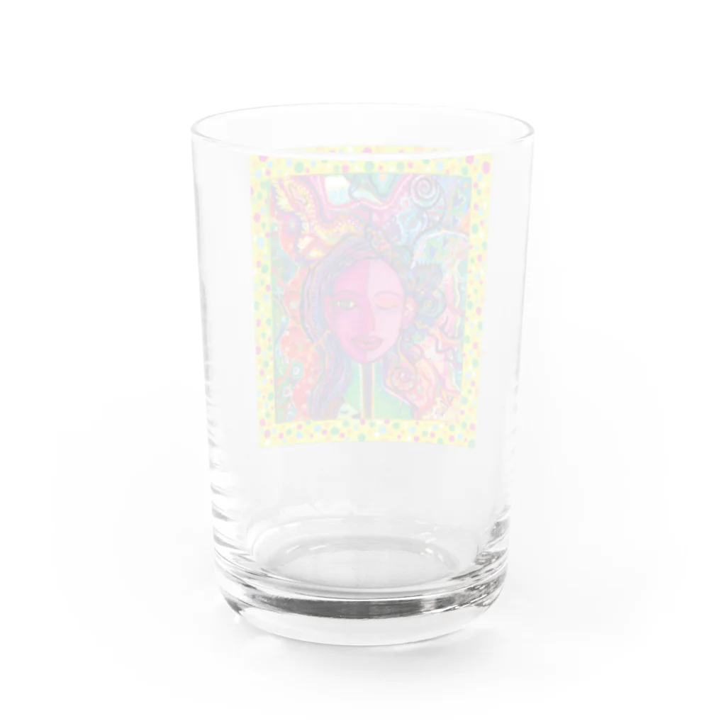 花と女性のイラストレーションのSummer is Coming Water Glass :back