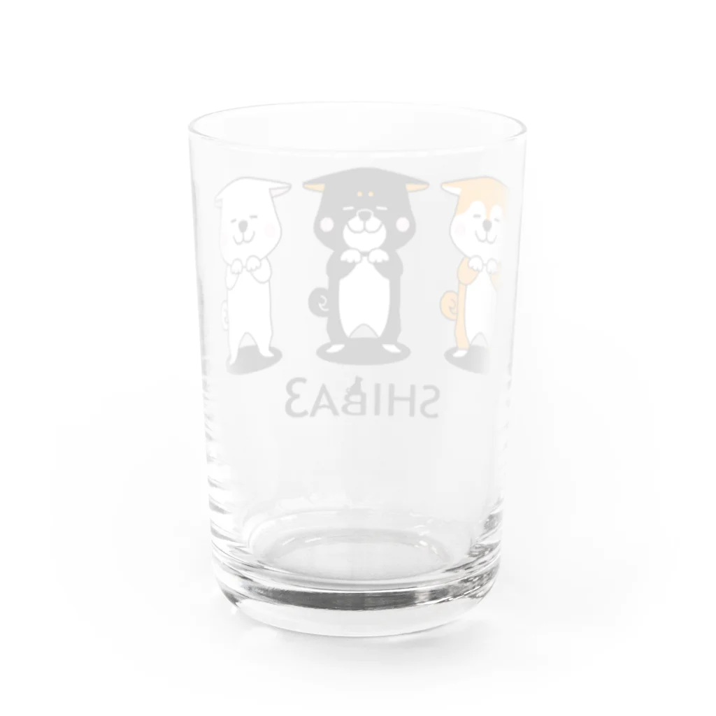 しっぽ堂のSHIBA3飛行機耳の柴犬 Water Glass :back